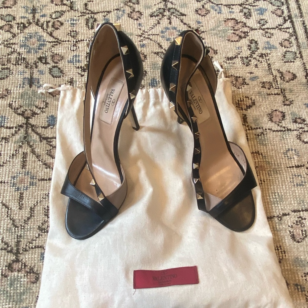 Valentino Peep Toe Pump with Studs